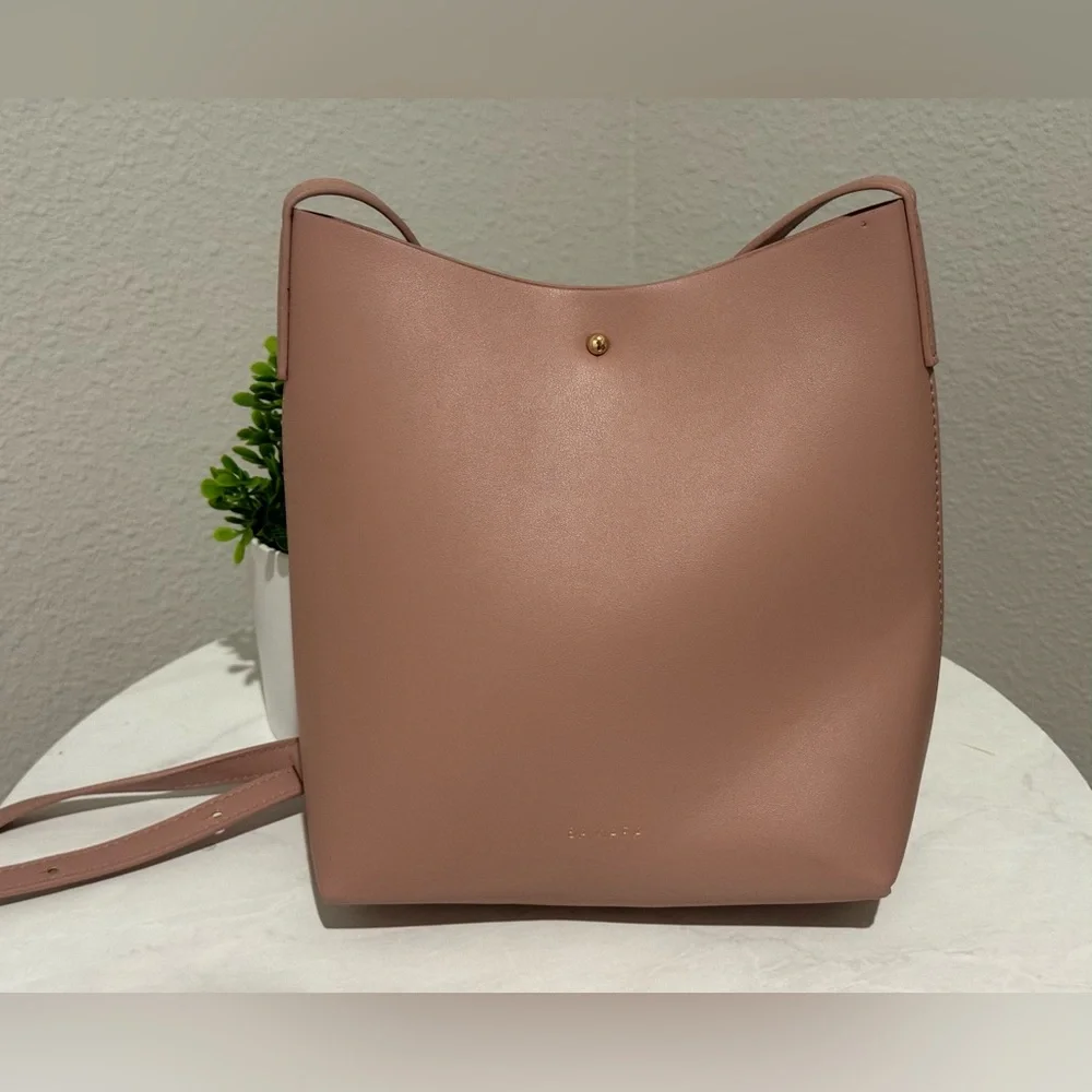 NEW Samara Purse Peony Pink Vegan Leather Crossbody with Adjustable Strap $135